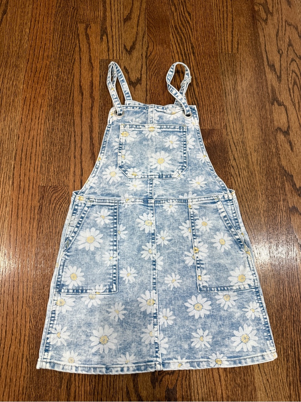 Cat & Jack Light Blue Daisy Denim Overall Dress